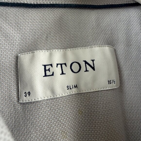 Eton Convertible Cuff Signature Twill Slim Cotton 15.5 Gray Mens Premium Office - Picture 9 of 15